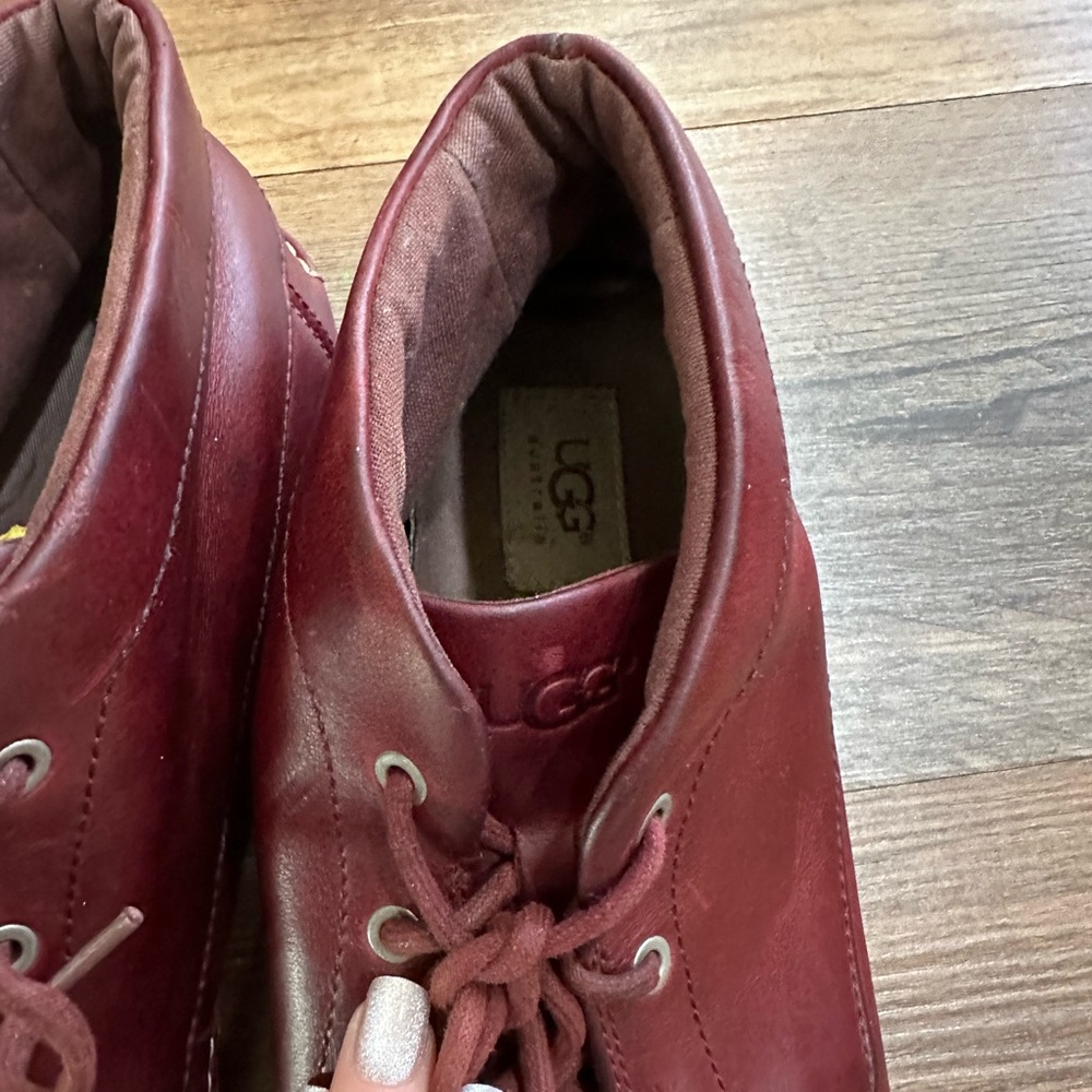 Ugg burgundy leather high top shoes men’s size 11 - Picture 5 of 6